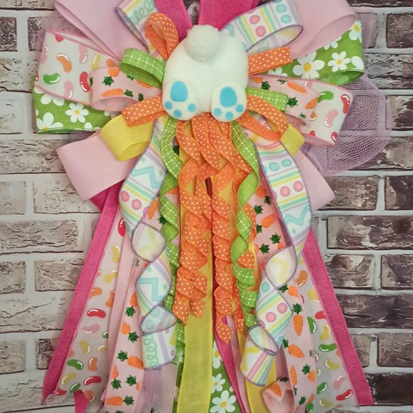 Easter Bow, Bunny Bow, Wreath Bow ,Lantern Bow, Basket Bow, Mailbox Bow, Easter - Picture 6 of 6